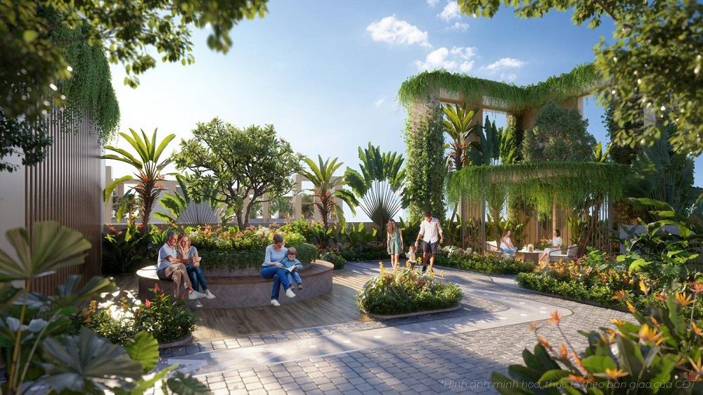 Cảnh quan khu vực sân thượng xanh mát